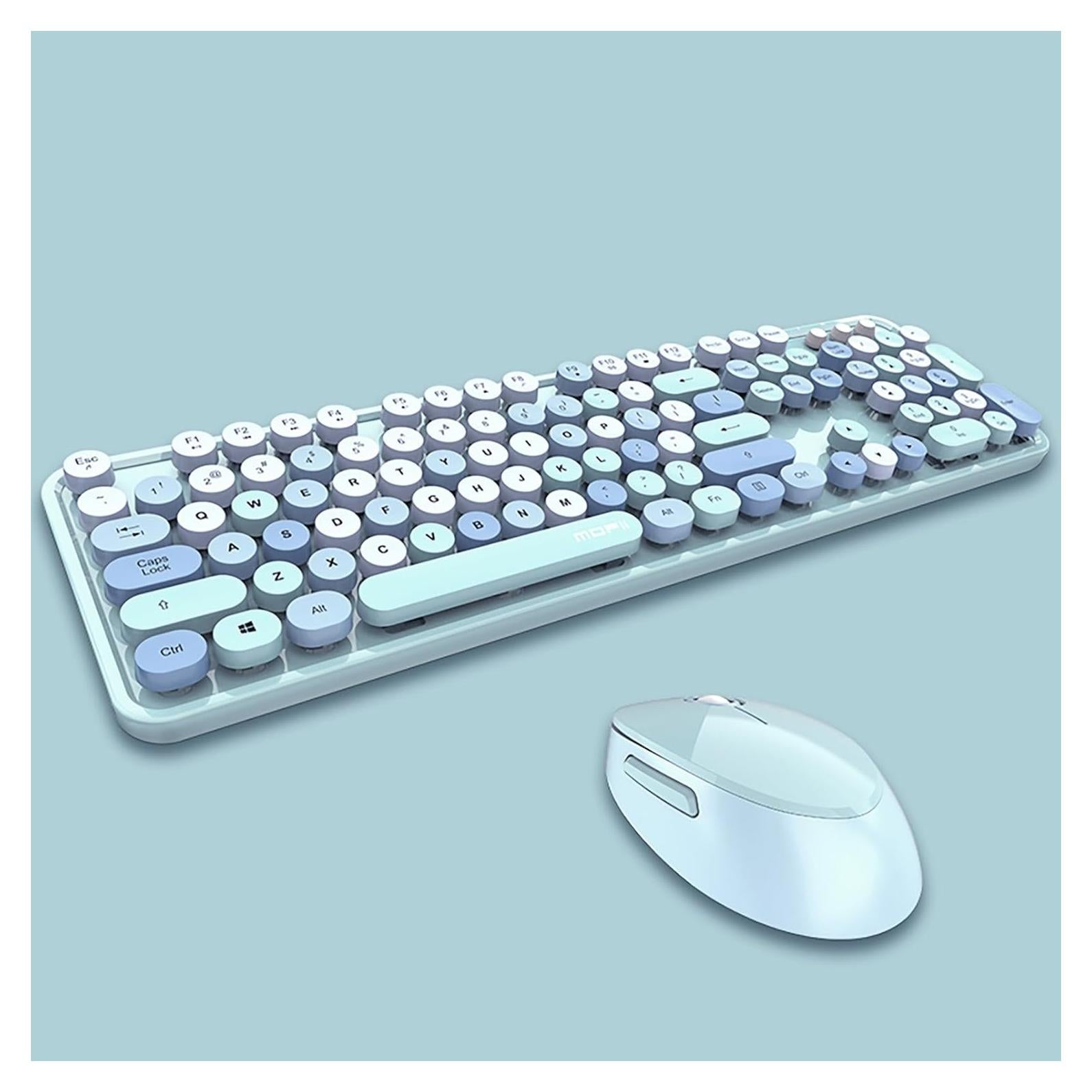 Combo Teclado y Ratón Inalámbrico Lomiluskr 2.4G Azul 104 Teclas