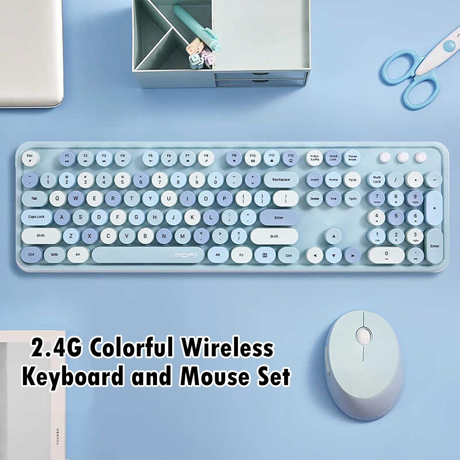 Combo Teclado y Ratón Inalámbrico Lomiluskr 2.4G Azul 104 Teclas