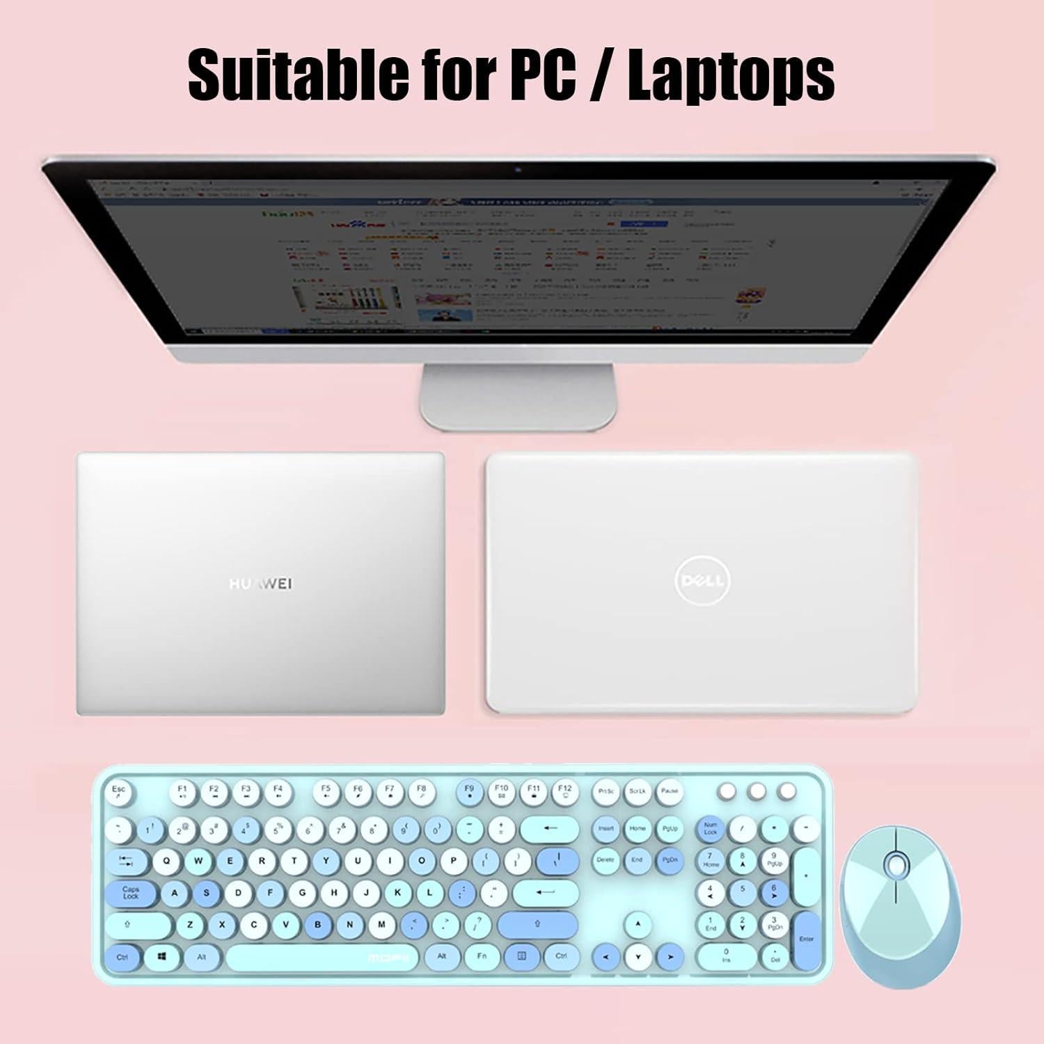 Combo Teclado y Ratón Inalámbrico Lomiluskr 2.4G Azul 104 Teclas