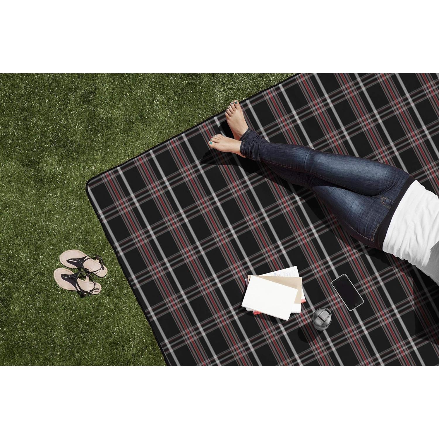 Manta de Picnic XL ONIVA Tartan Negro 178x203 cm Impermeable