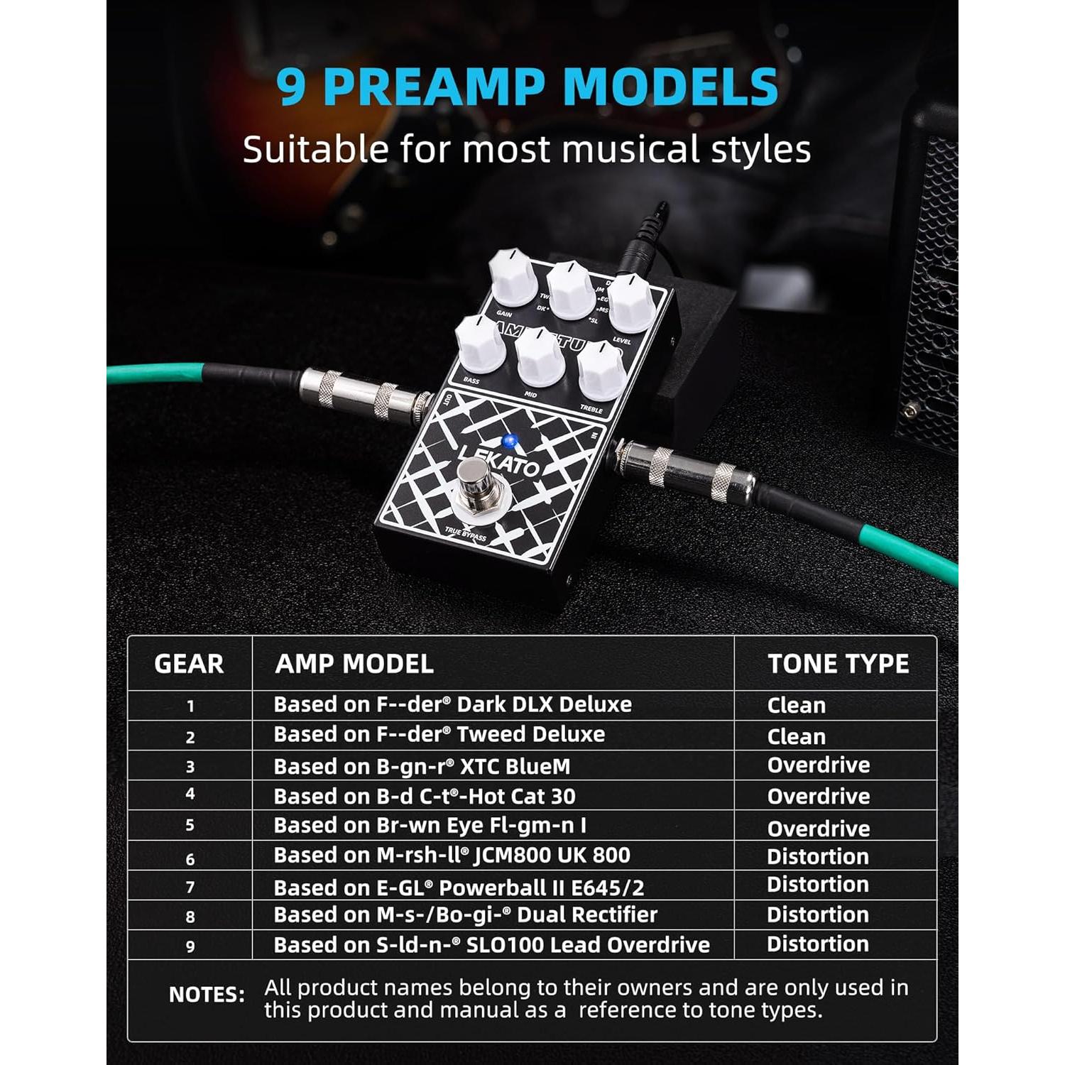 Pedal de Efecto de Guitarra LEKATO EP-01 Simulador Amplificador