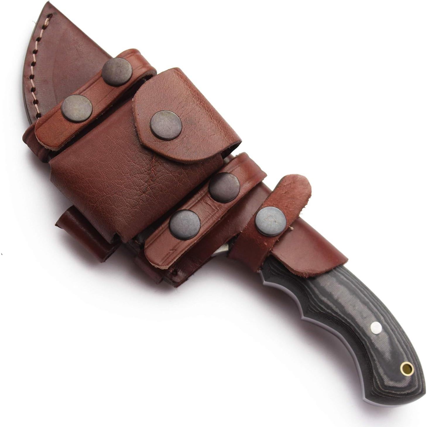 Cuchillo Táctico GCS 213 Hecho a Mano con Funda de Cuero