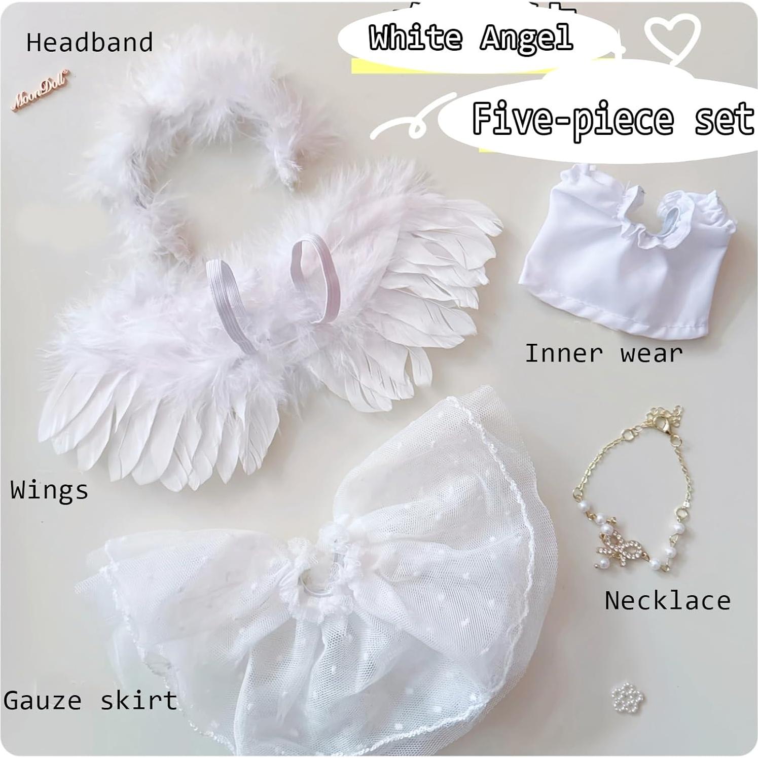 Ropa de Muñeca Kawaii YONGMAO 17cm Conjunto Ángel 5 Piezas