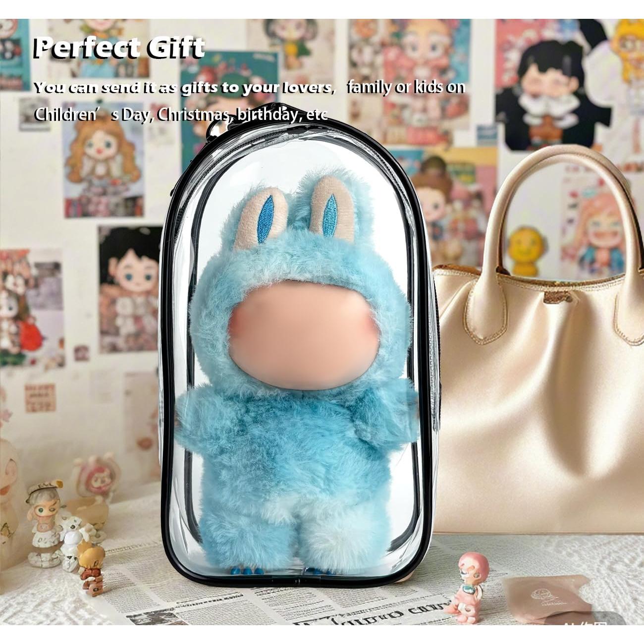 Funda Protectora de PVC para Muñeca Labubu 17cm Negra