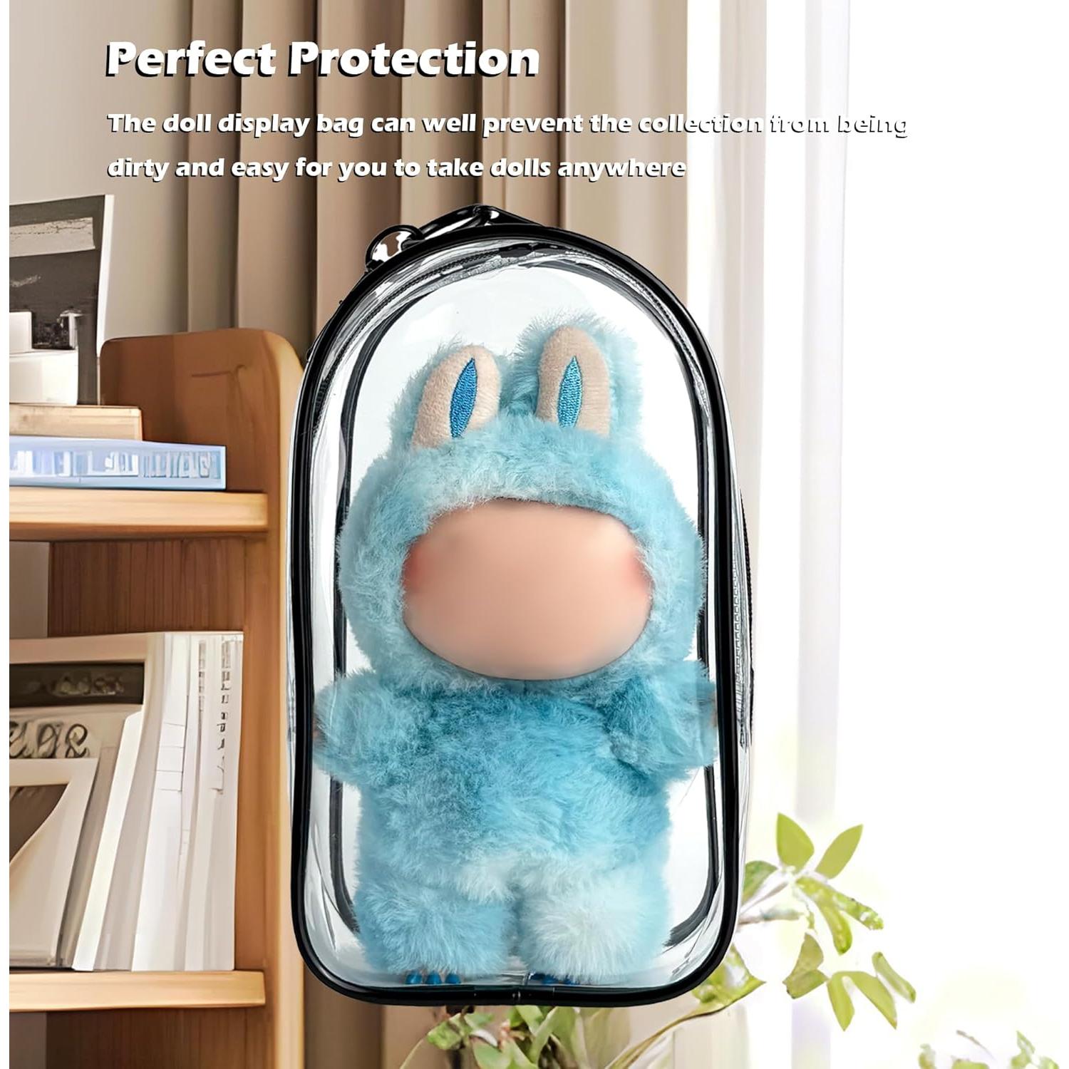 Funda Protectora de PVC para Muñeca Labubu 17cm Negra