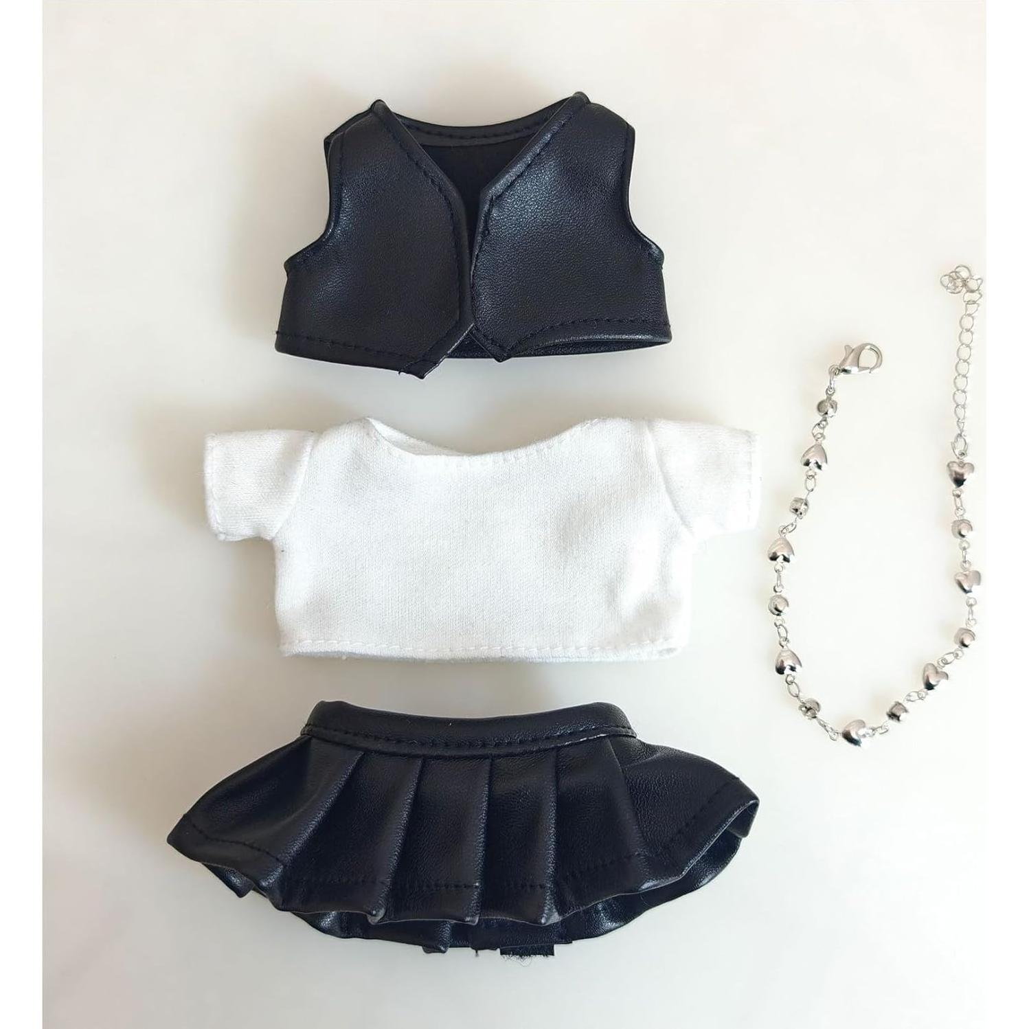 Ropa de muñeca Lububu 8 piezas felpa negra premium