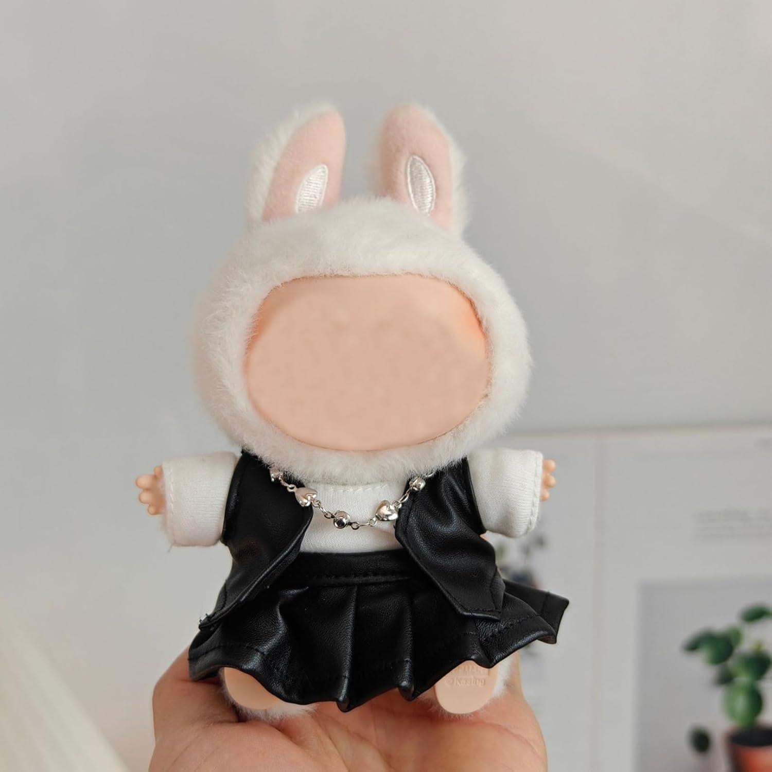 Ropa de muñeca Lububu 8 piezas felpa negra premium