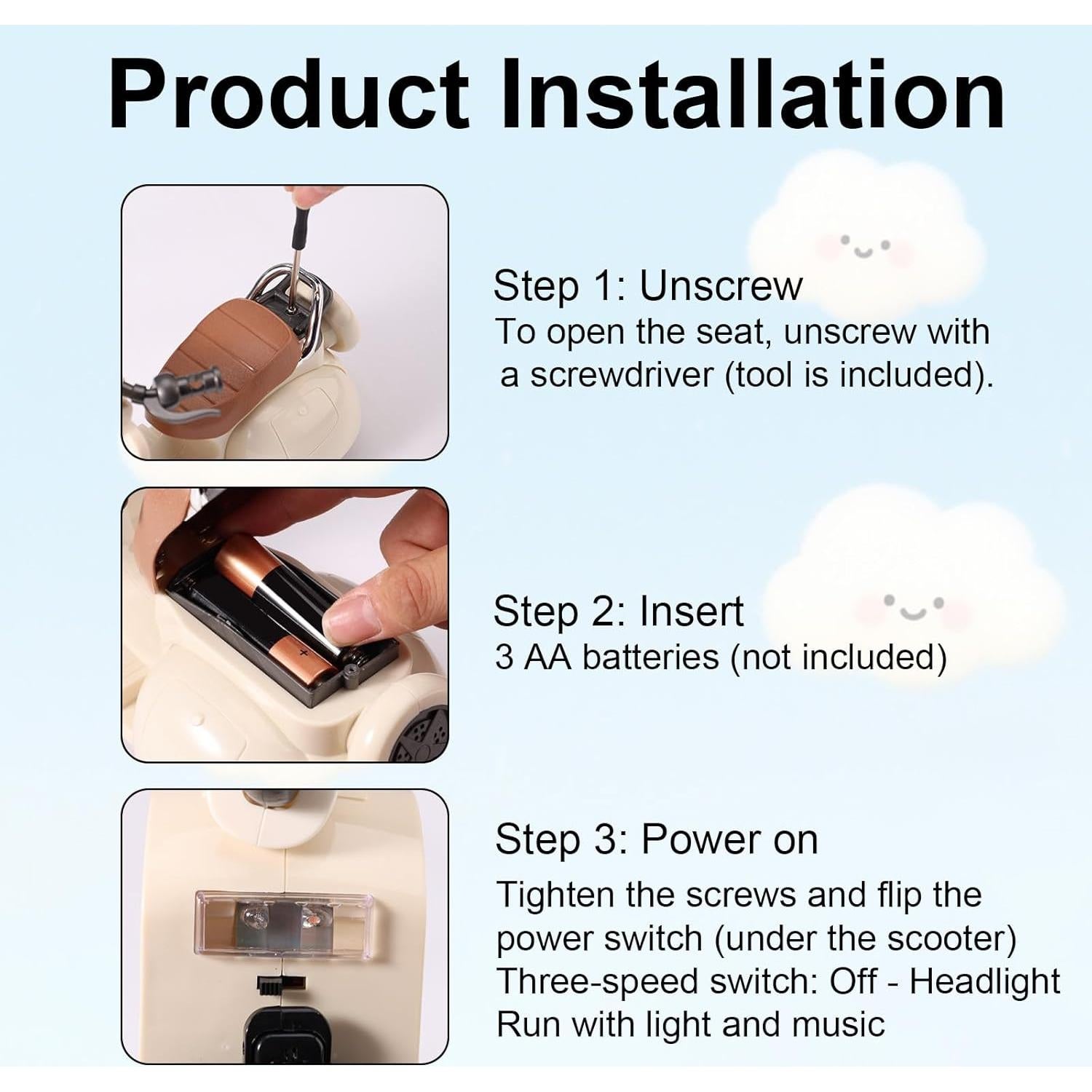 Mini Scooter Juguete Interactivo BTFO con Música y Luz 19x12.5cm