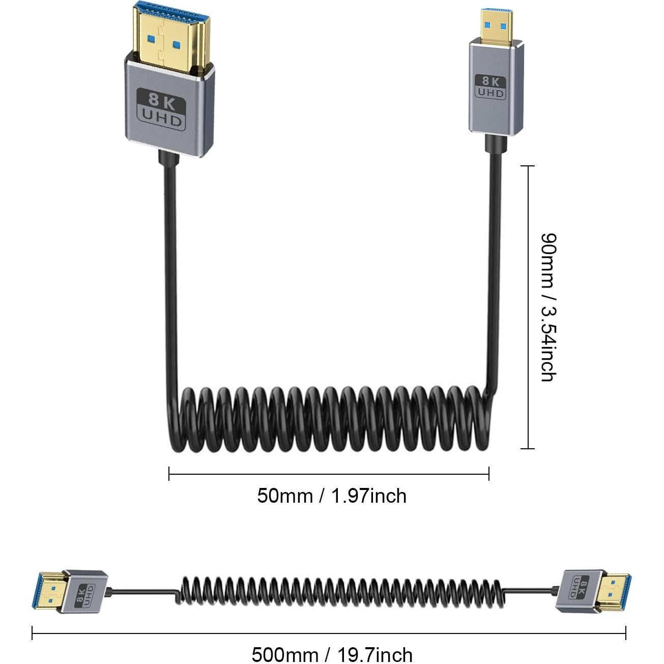 Cable Micro HDMI a HDMI 2.1 Duttek 0.3-0.46m 8K 48Gbps