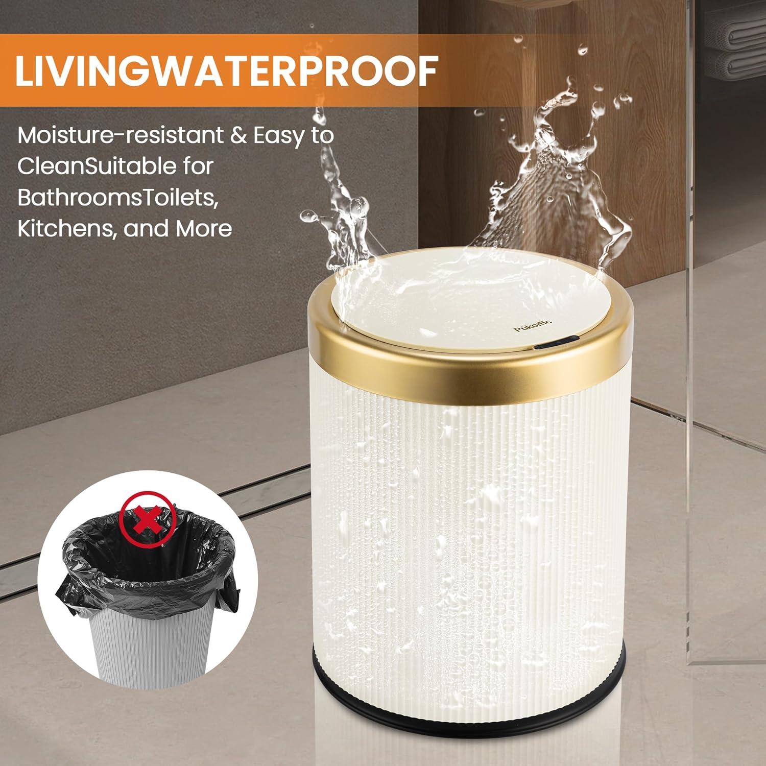 Basurero Automático Pukomc Beige 13.25L con Sensor Infrarrojo