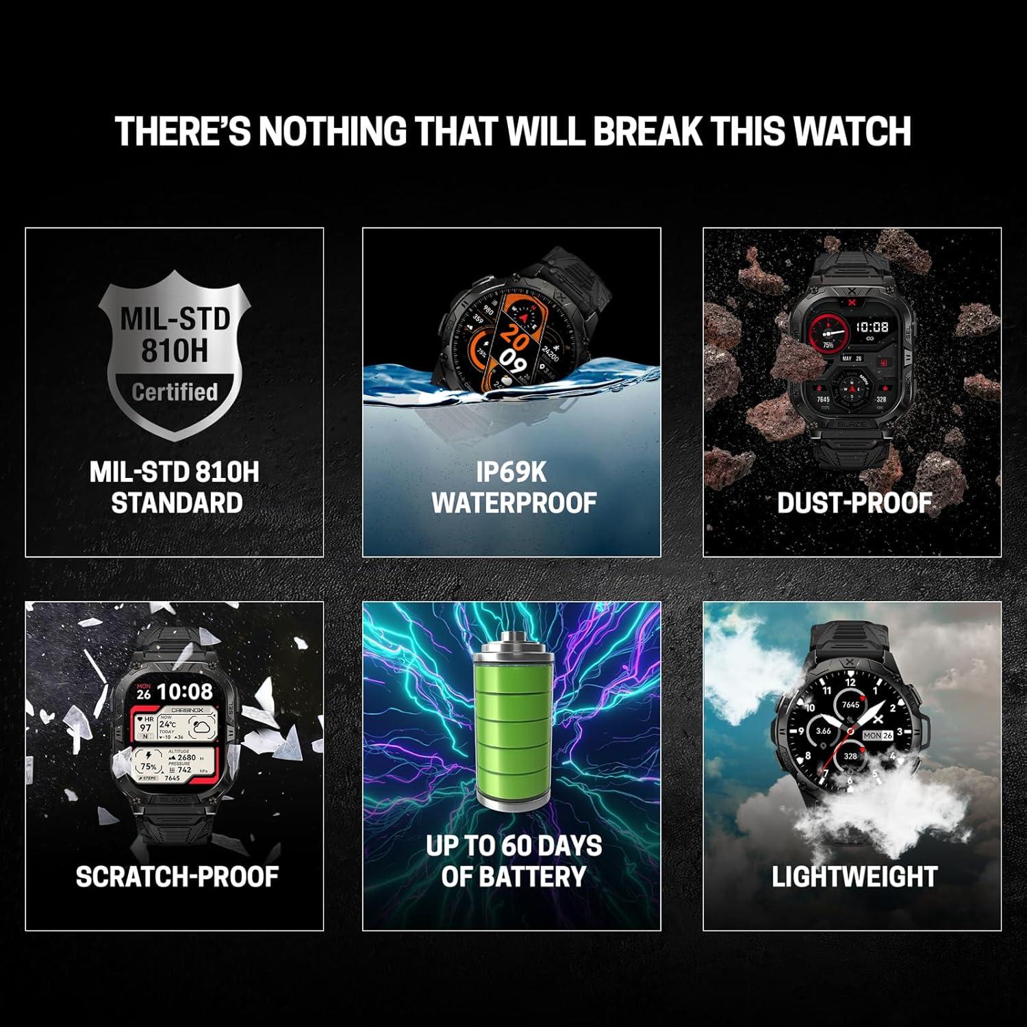 Reloj Inteligente Carbinox Blaze GPS Resistente al Agua IP69K