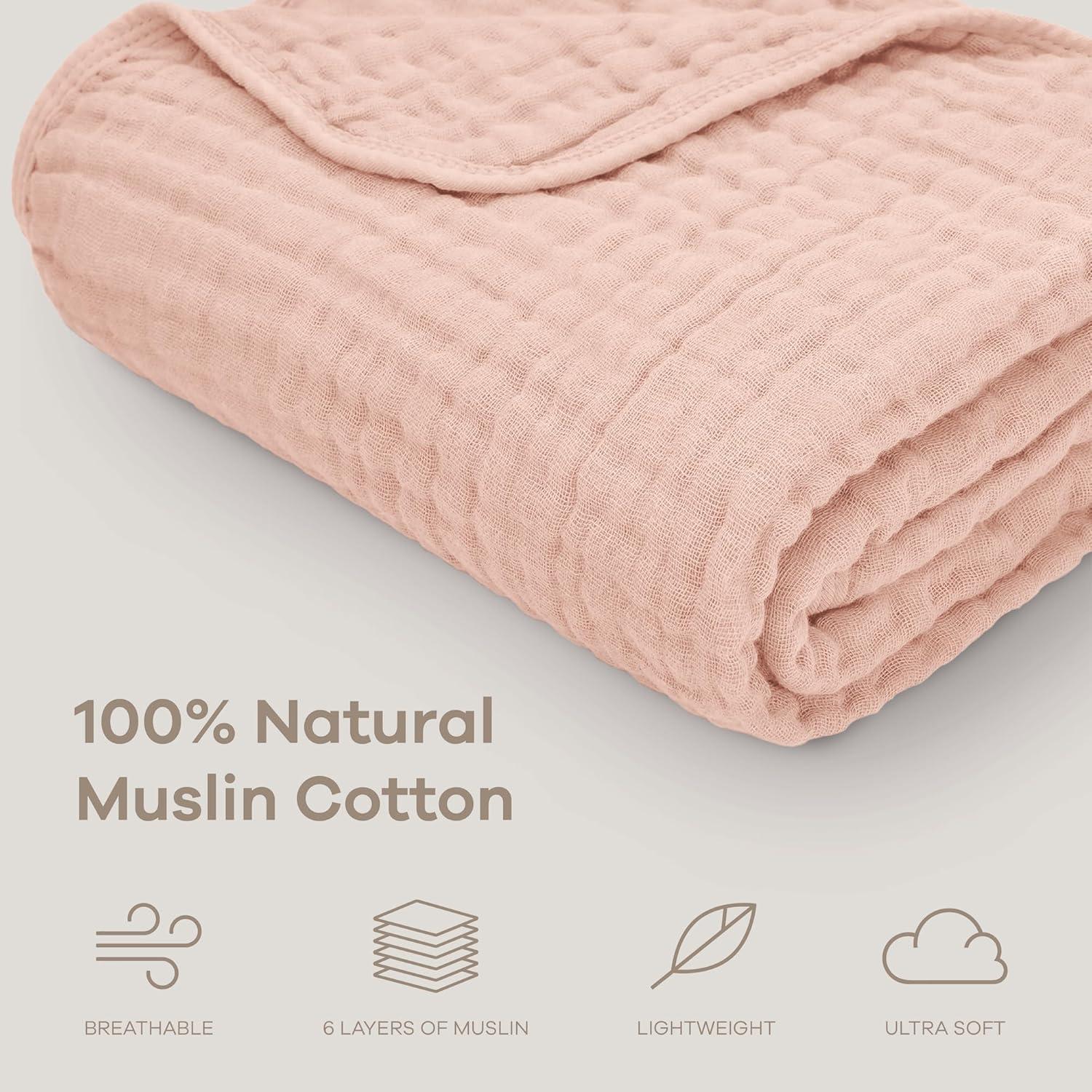 Manta de Muselina Comfy Cubs 101.6x101.6 cm Rosa Algodón