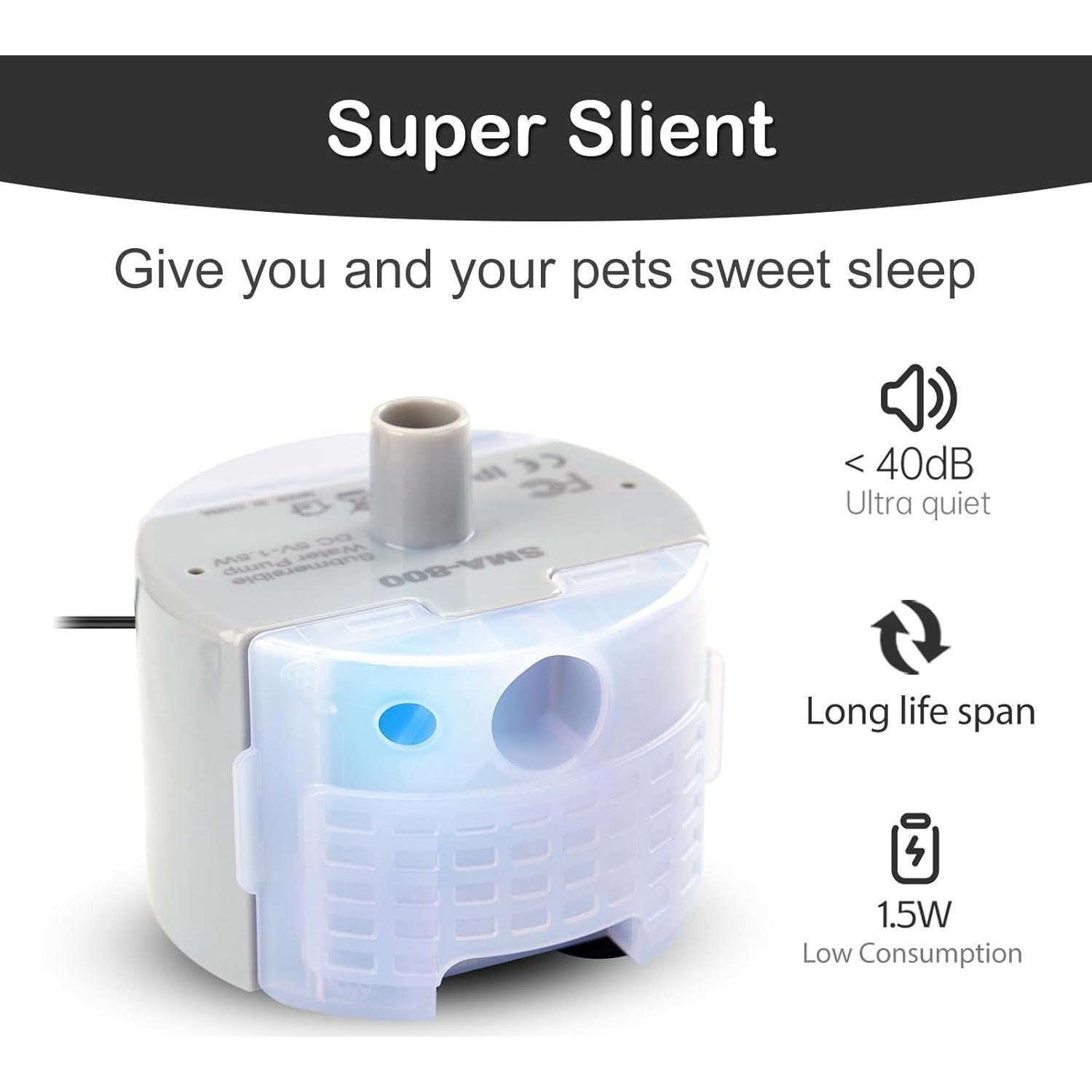 Bomba de Agua para Gatos OYES SMA-800 Ultra-silenciosa 160g