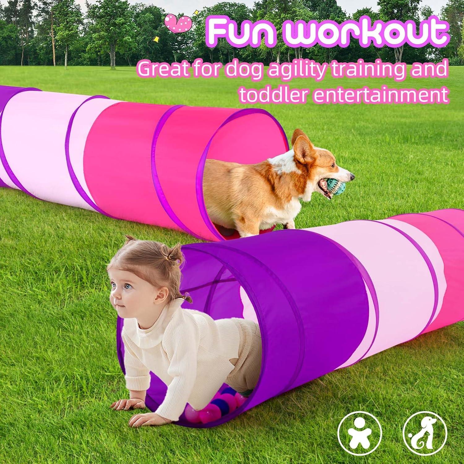 Túnel de Juego Colorido Plegable 1.75m para Niños y Mascotas