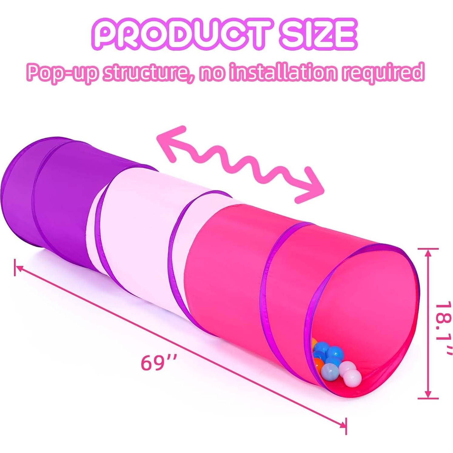 Túnel de Juego Colorido Plegable 1.75m para Niños y Mascotas