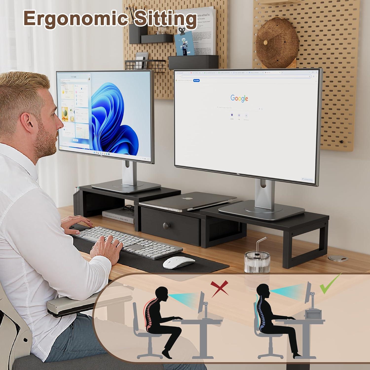 Soporte Doble para Monitor LAND·VOI, Ajustable 2 Pantallas 27"