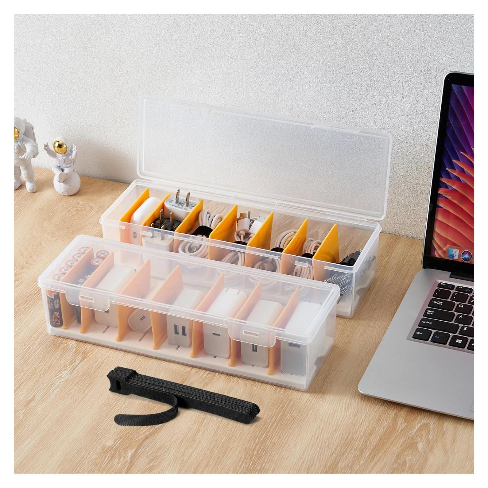 Caja Organizador de Cables Fzooua Transparente 2 Paquetes