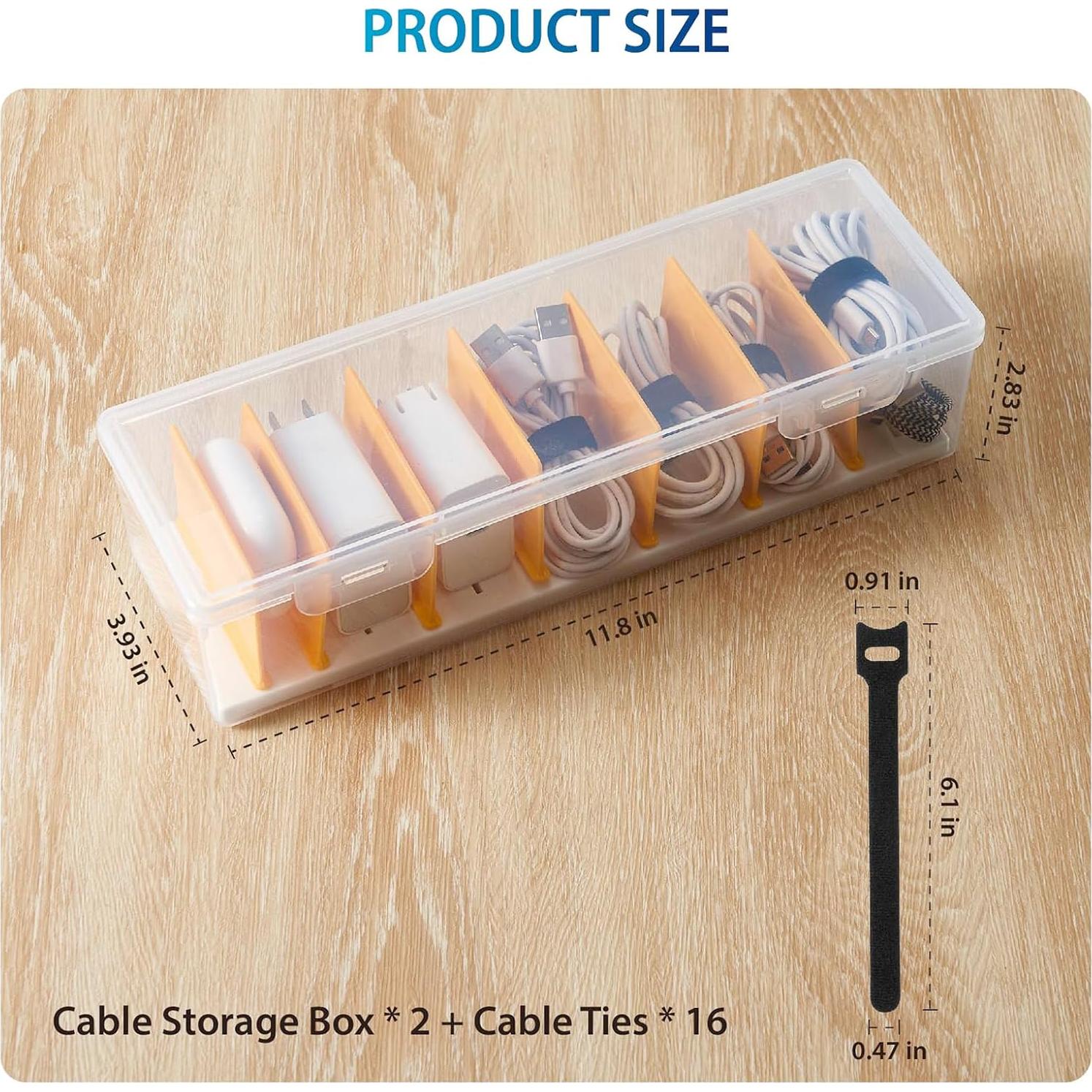 Caja Organizador de Cables Fzooua Transparente 2 Paquetes