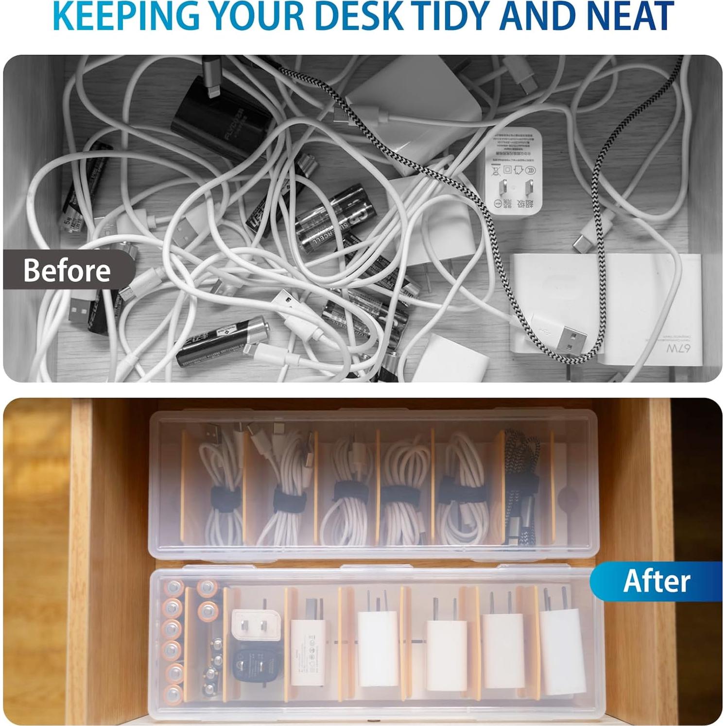 Caja Organizador de Cables Fzooua Transparente 2 Paquetes