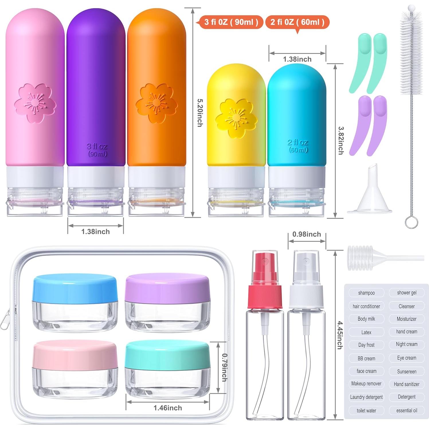 20 Botellas de Viaje Amzrole Silicona Aprobadas por TSA 90ml