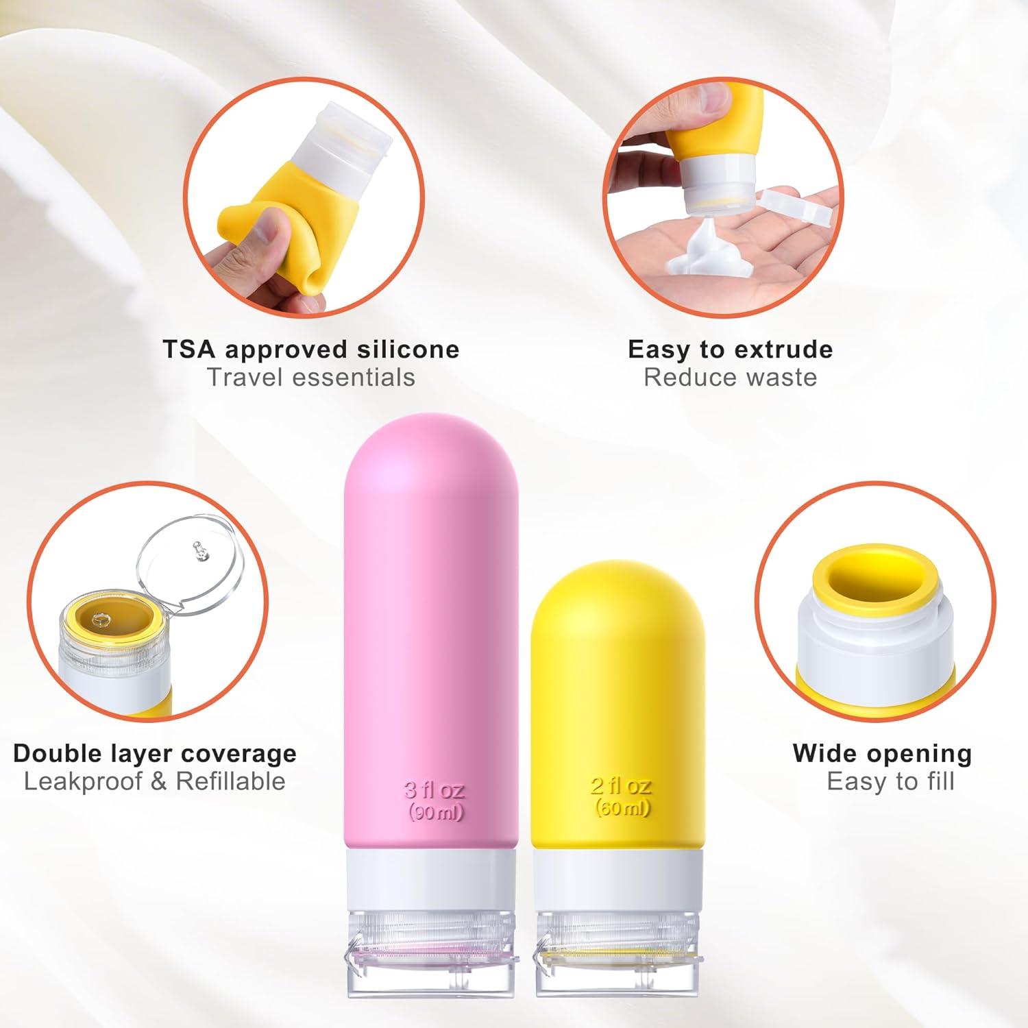 20 Botellas de Viaje Amzrole Silicona Aprobadas por TSA 90ml