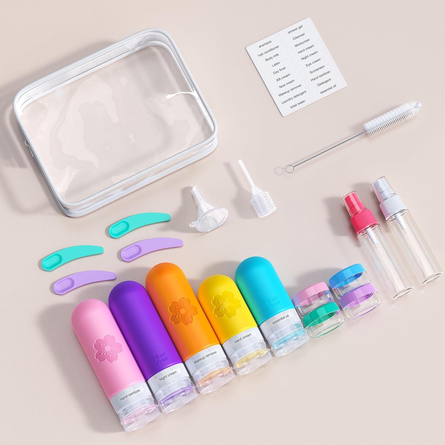 20 Botellas de Viaje Amzrole Silicona Aprobadas por TSA 90ml