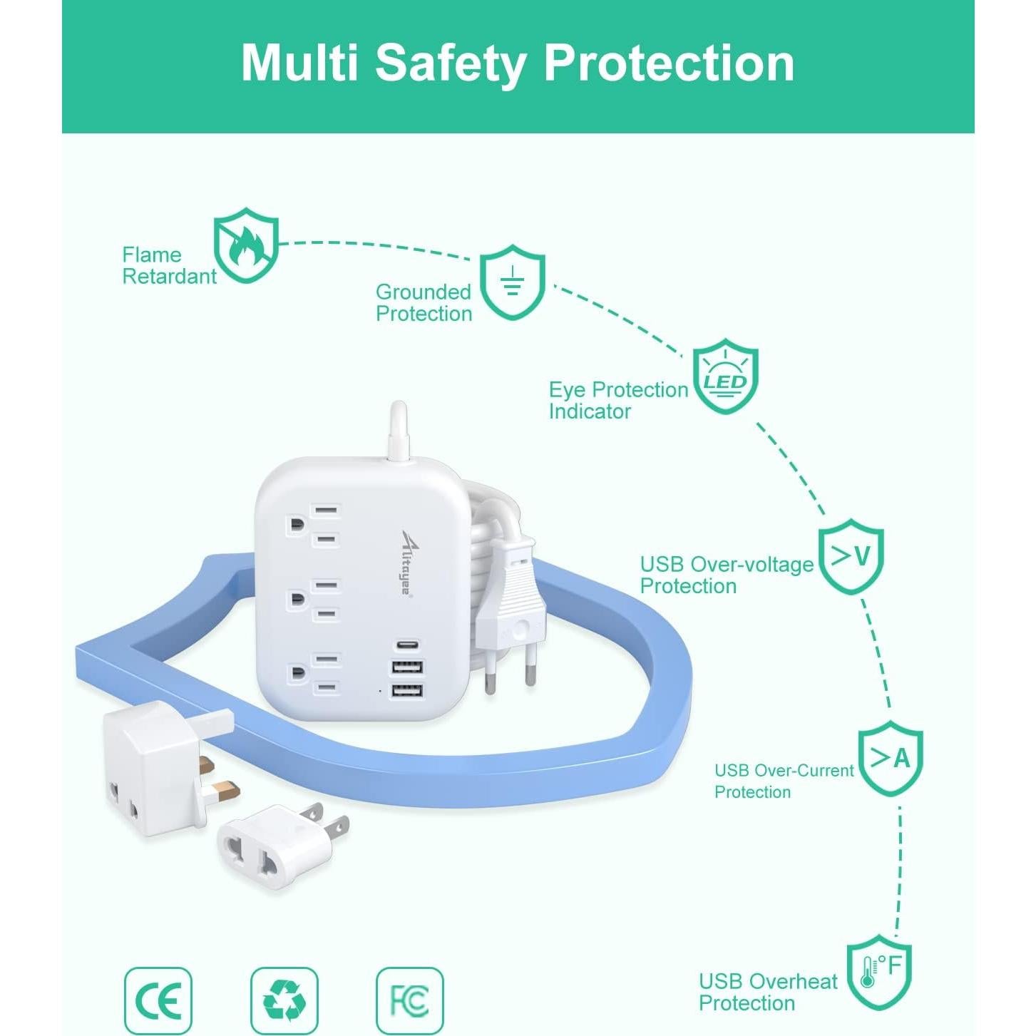 Adaptador de Enchufe Universal Alitayee 3 Salidas USB 15W