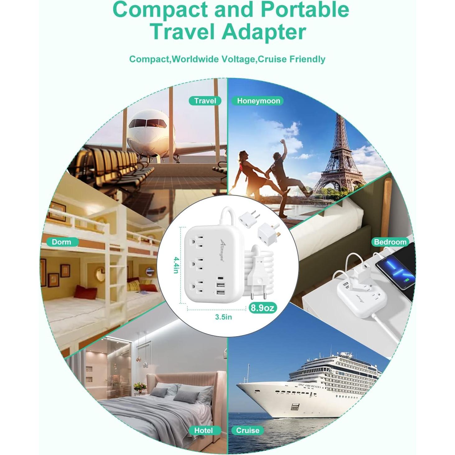 Adaptador de Enchufe Universal Alitayee 3 Salidas USB 15W