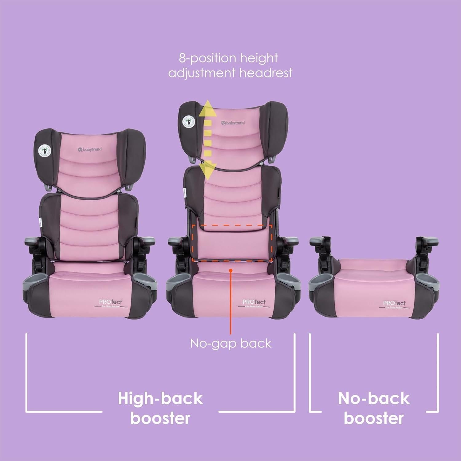 Asiento Elevador Plegable Baby Trend Protect 2-en-1 Dash Rose