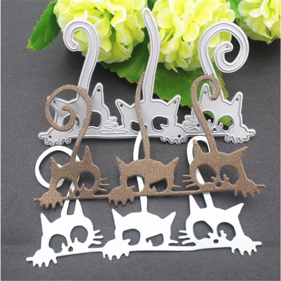 Troqueles de Corte de Metal MSCHEFAY para Scrapbooking 3 Pcs Gatos