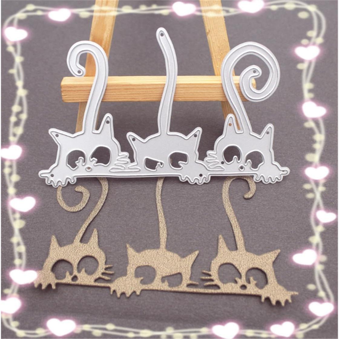 Troqueles de Corte de Metal MSCHEFAY para Scrapbooking 3 Pcs Gatos