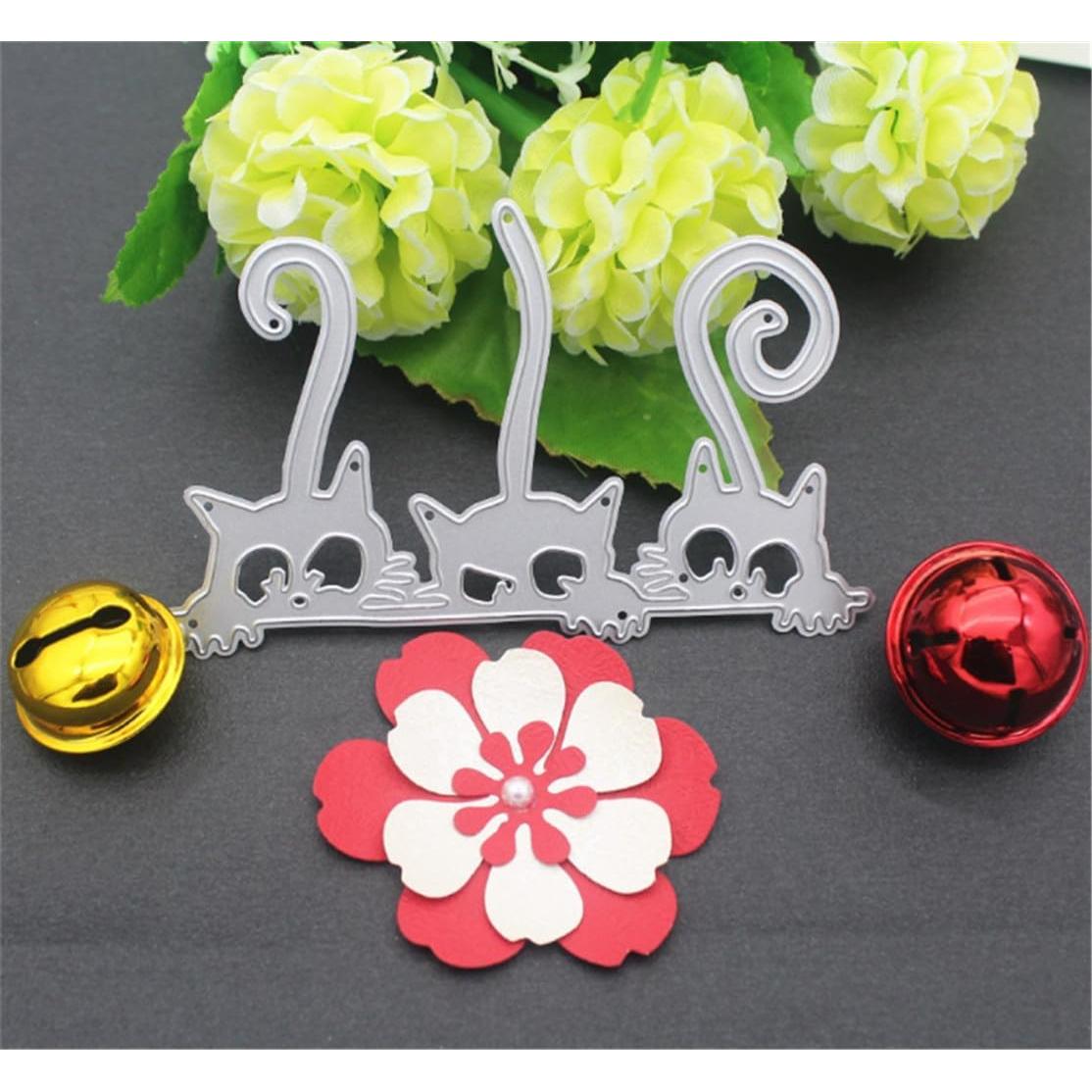 Troqueles de Corte de Metal MSCHEFAY para Scrapbooking 3 Pcs Gatos