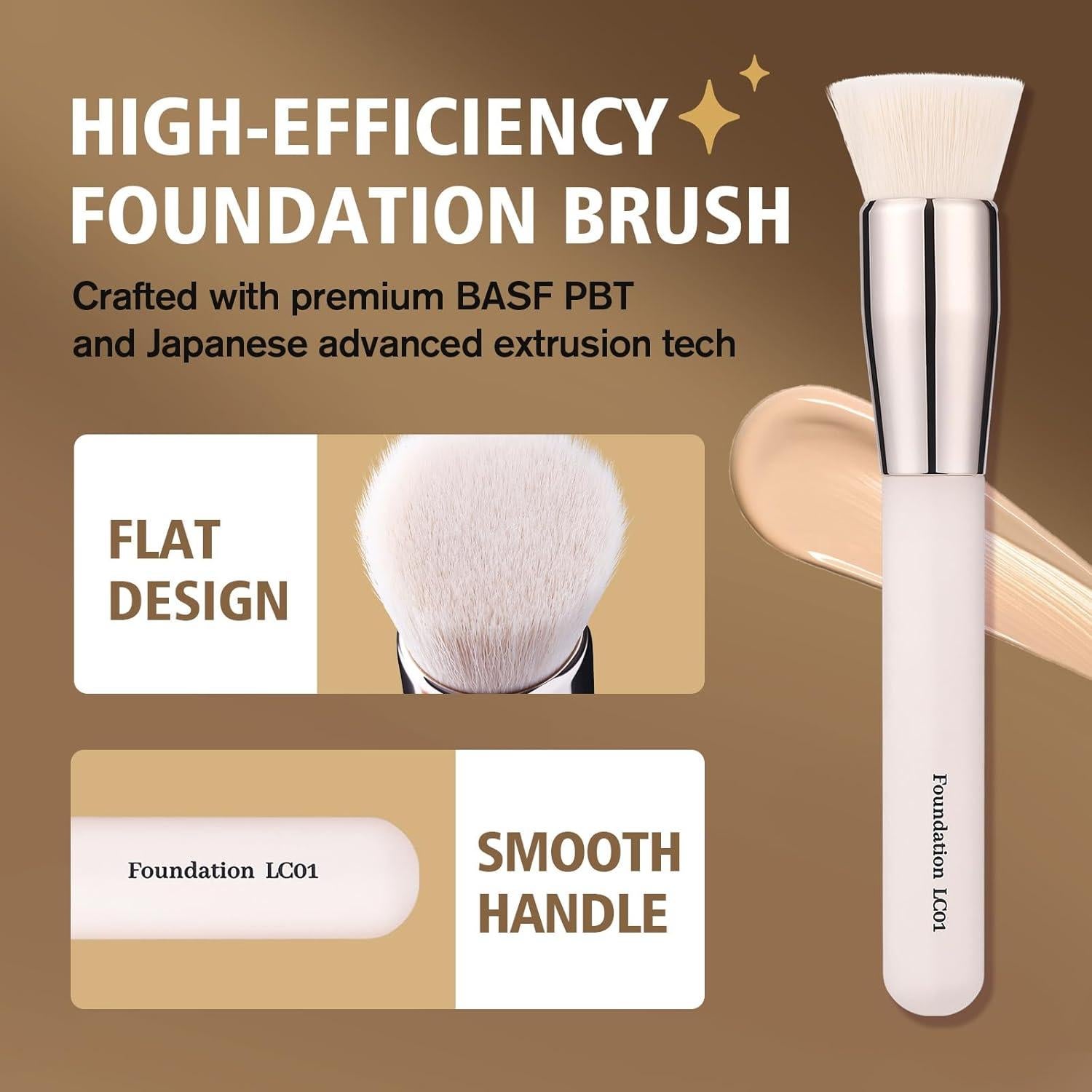 Brocha de Fundación LOCKCUTE LC01 - Diseño Plano, Cerdas Suaves