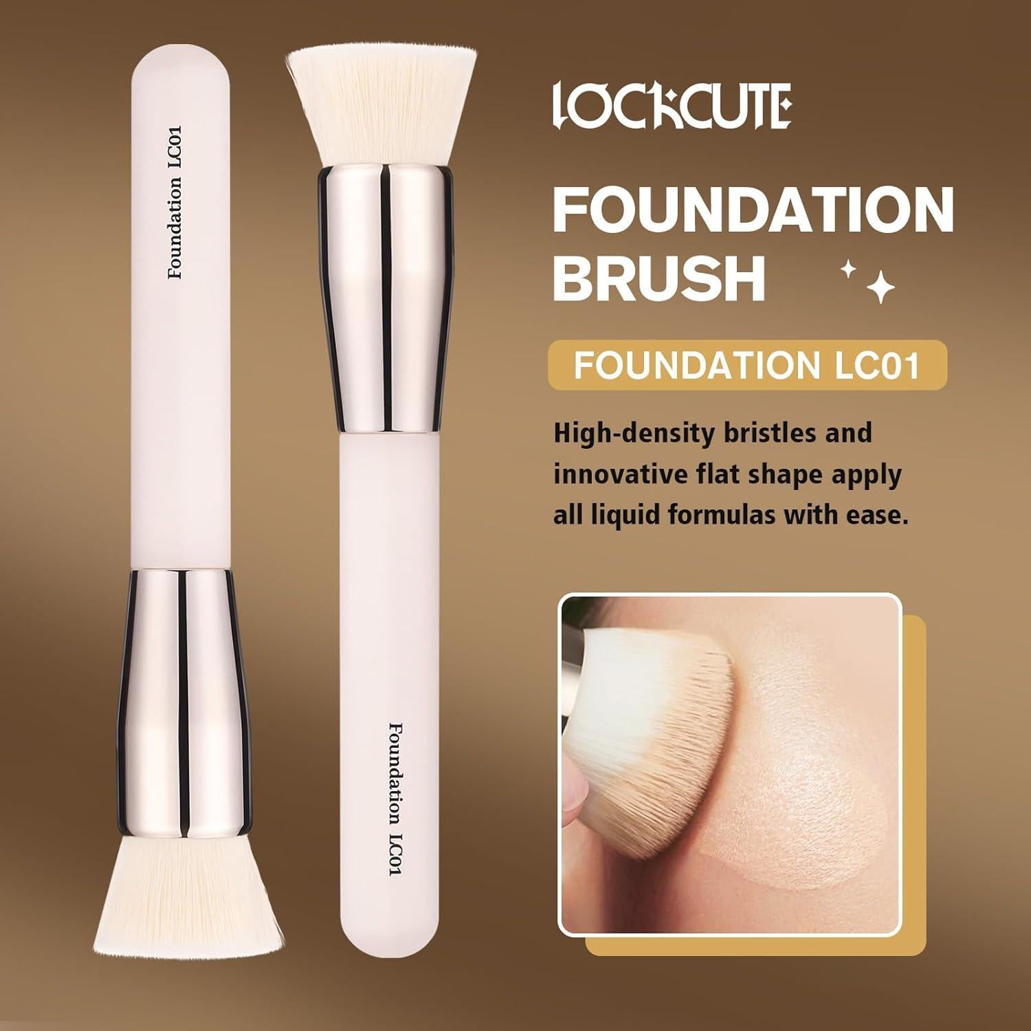 Brocha de Fundación LOCKCUTE LC01 - Diseño Plano, Cerdas Suaves