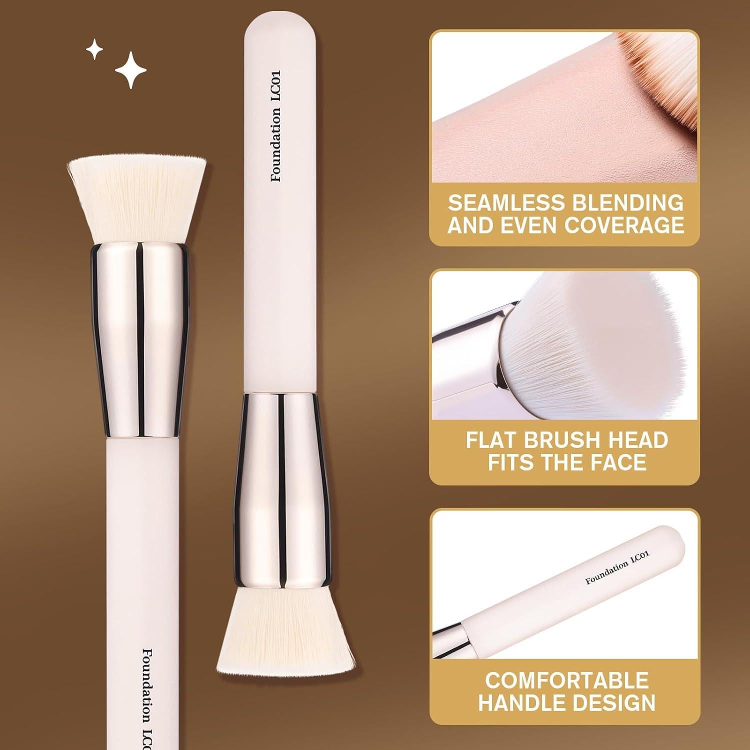 Brocha de Fundación LOCKCUTE LC01 - Diseño Plano, Cerdas Suaves