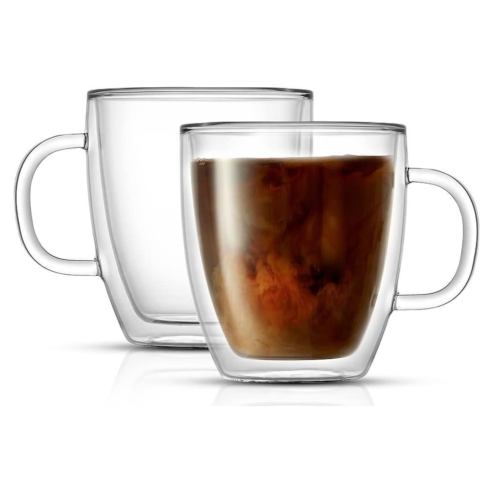 JoyJolt Tazas de Café de Vidrio Doble Pared - Juego de 2 - 382.7 g