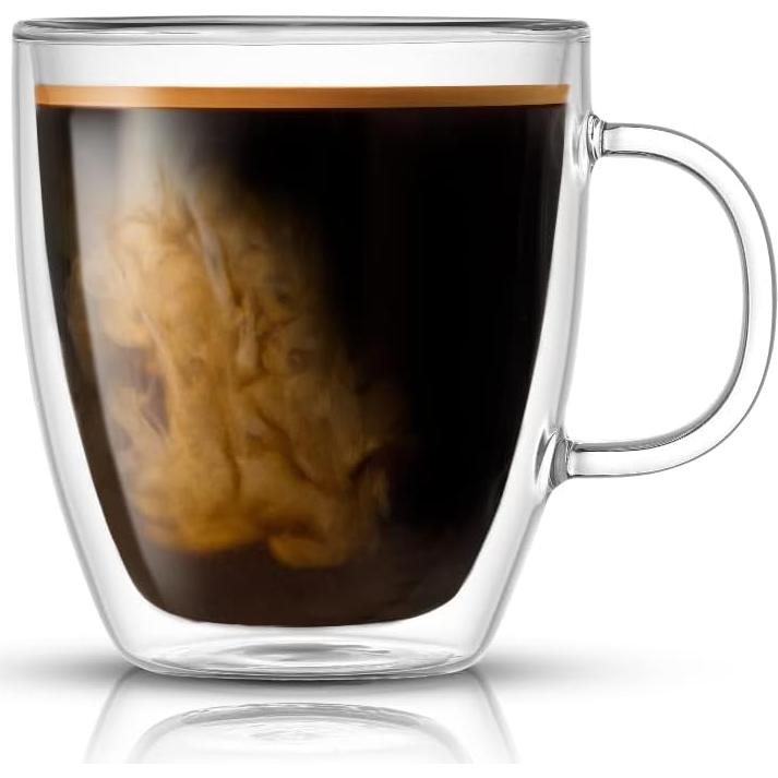 JoyJolt Tazas de Café de Vidrio Doble Pared - Juego de 2 - 382.7 g