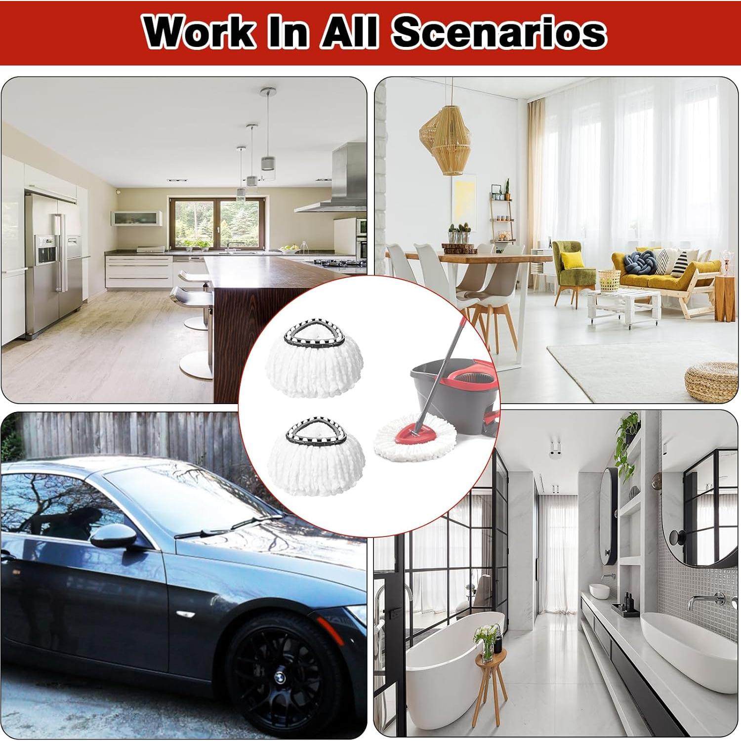 Paquete de 3 cabezales de mopa giratoria V-chen 100% microfibra