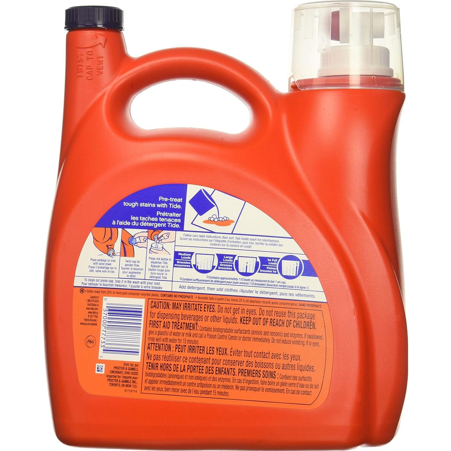 Detergente Tide Original 150 Oz (4.43L) Ultra Concentrado - 110 Cargas