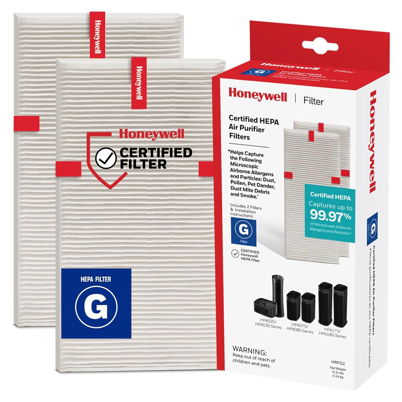 Filtro de Aire HEPA G Honeywell - Paquete de 2 Filtros para Purificadores