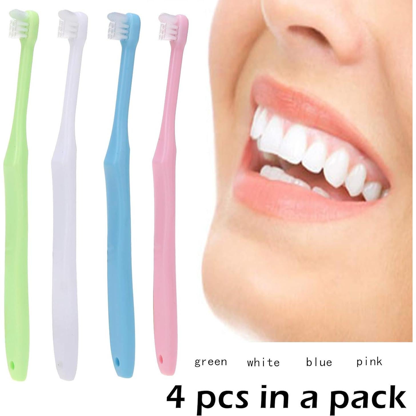 4 Cepillos de Dientes Ortodónticos Wisdom Tuft Cabeza Pequeña