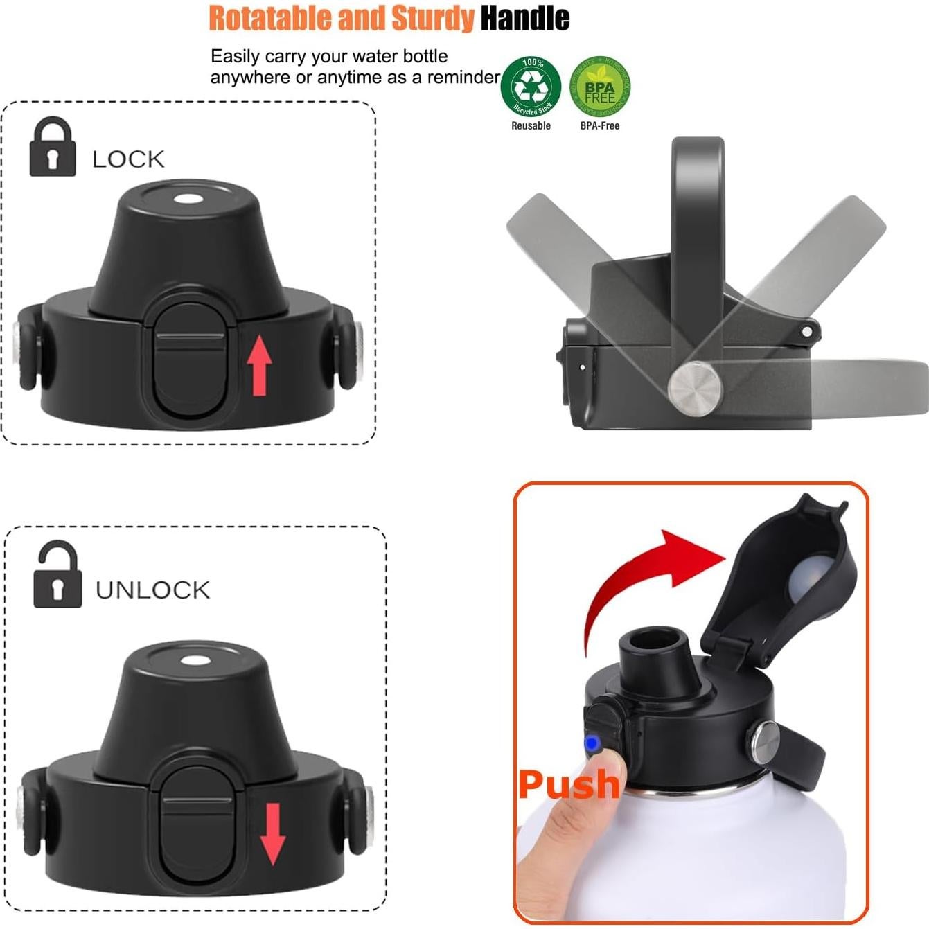 Tapa de pico automática SYACOT para botellas Hydro Flask 12-64 oz