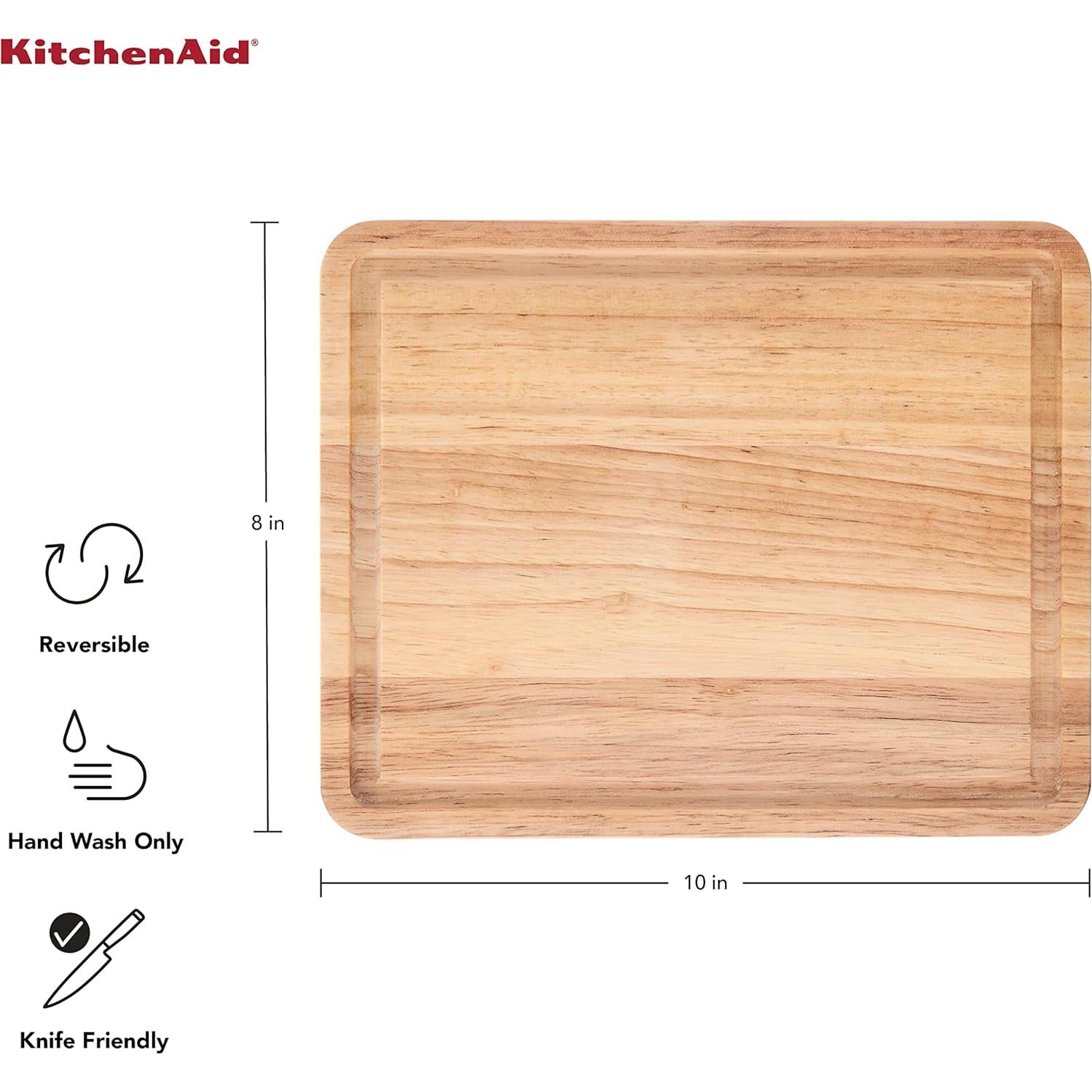 Tabla de Cortar KitchenAid Clásica Madera de Caucho 25.4x20.6cm