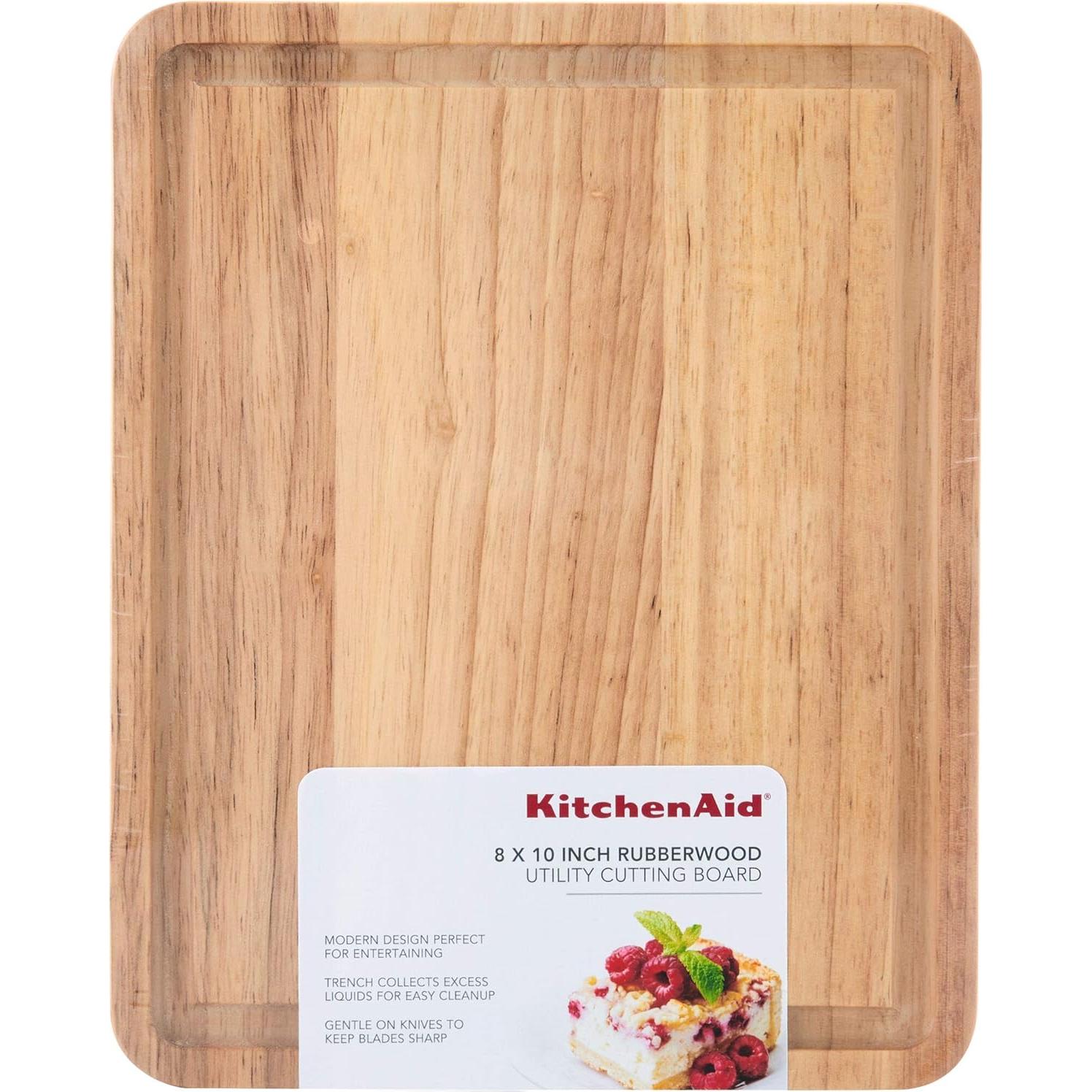 Tabla de Cortar KitchenAid Clásica Madera de Caucho 25.4x20.6cm