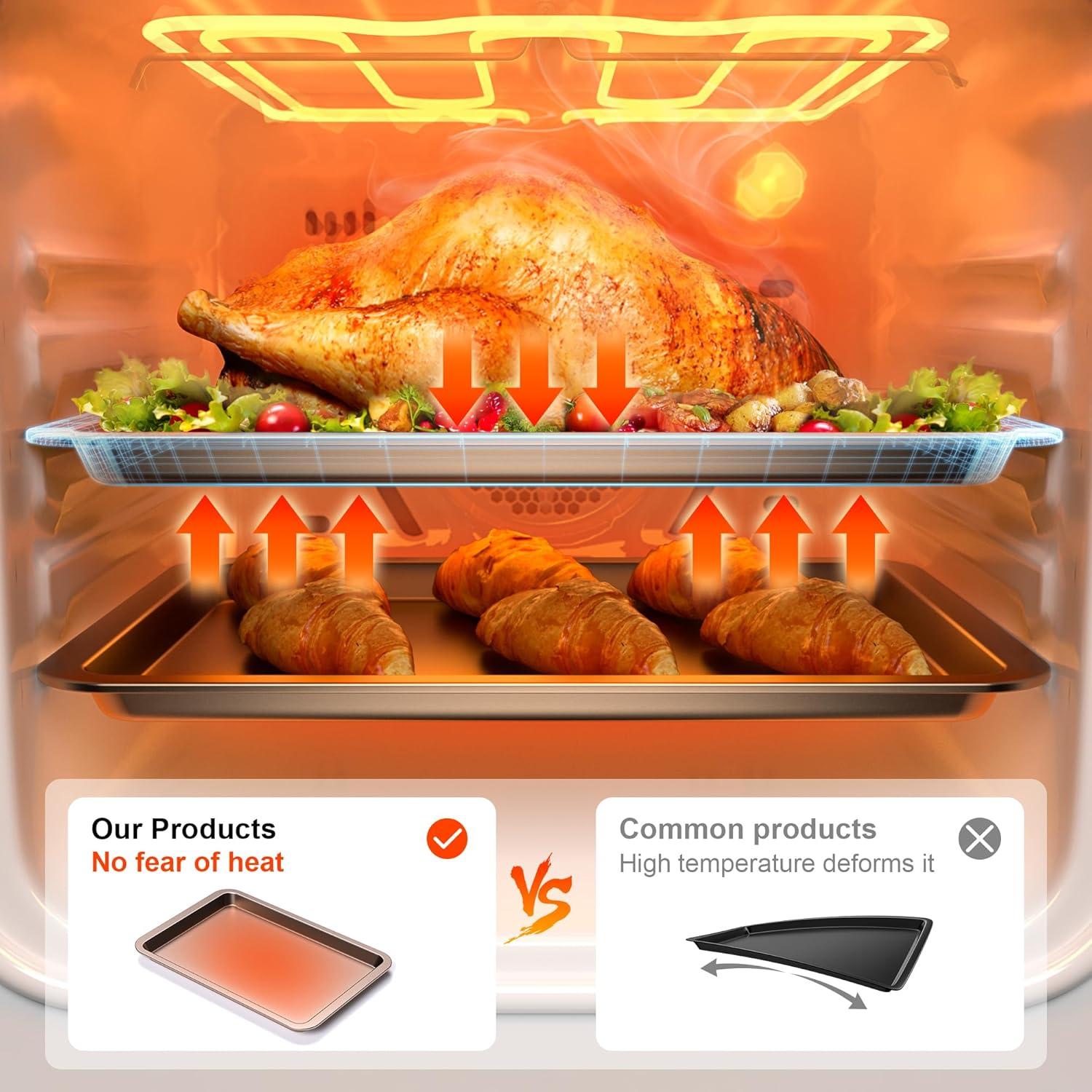 Juego de Bandejas para Hornear HONGBAKE 3 Piezas Antiadherente