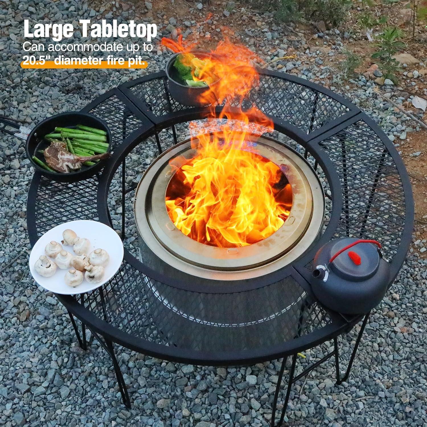 Mesa de Fuego Redonda Plegable REDCAMP 87.88 cm para Exteriores