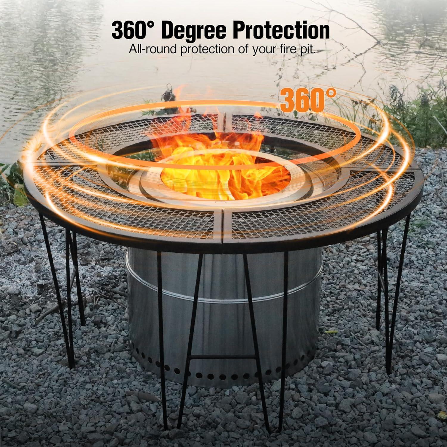 Mesa de Fuego Redonda Plegable REDCAMP 87.88 cm para Exteriores