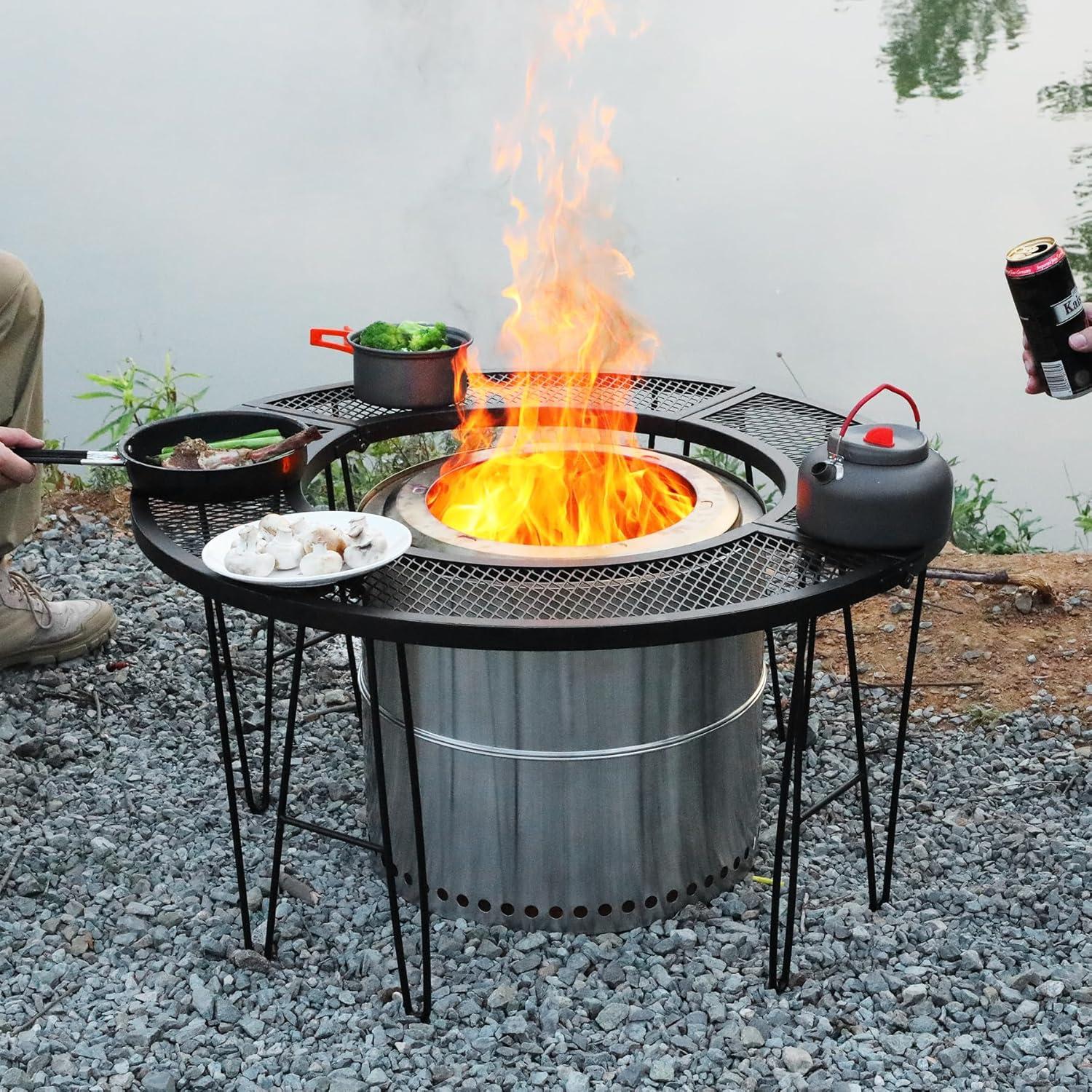 Mesa de Fuego Redonda Plegable REDCAMP 87.88 cm para Exteriores