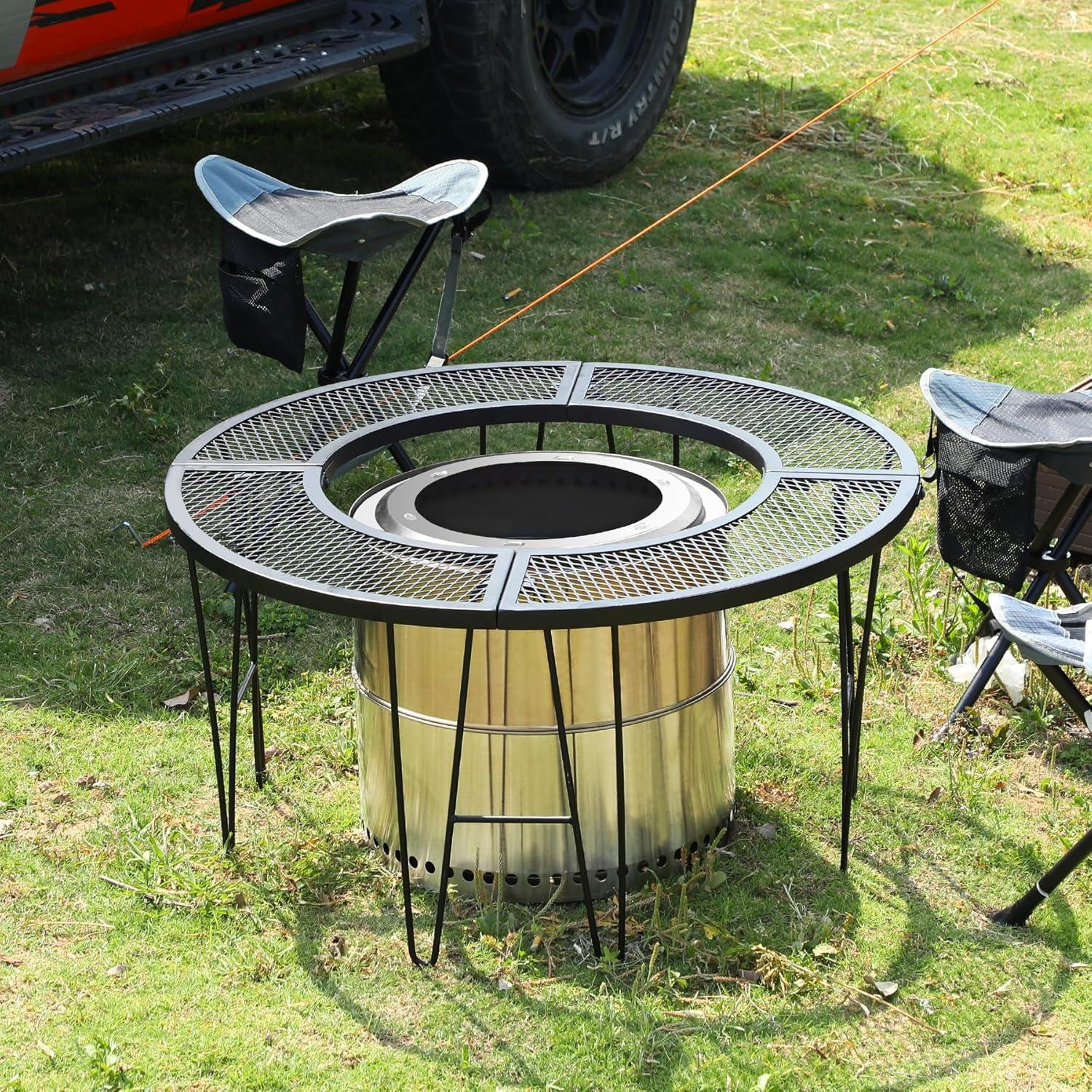 Mesa de Fuego Redonda Plegable REDCAMP 87.88 cm para Exteriores