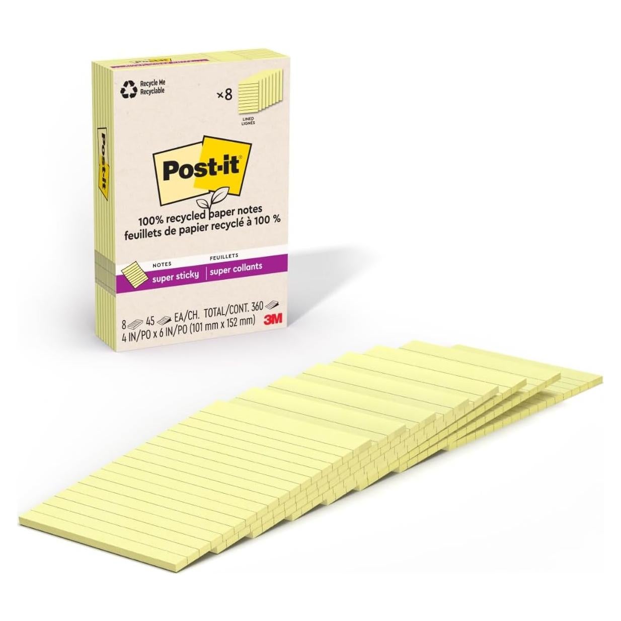 Notas Adhesivas Super Sticky Post-it Amarillo Canario 10x15 cm